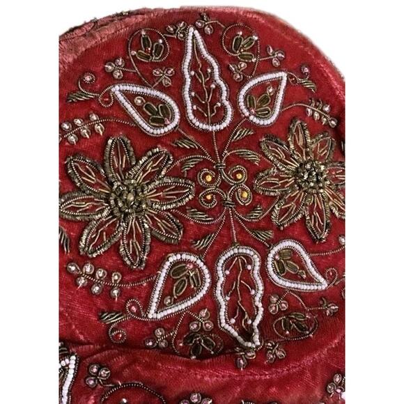 Evelyn Varon Velvet Beaded Pillbox Hat 1950s Cocktail Turban Floral Union Vtg - Picture 14 of 15